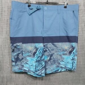 Realtree Mens Fishing Shorts Aspect Camo Cargo Stretch L 36/38 Blue
